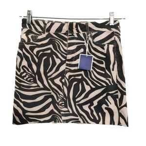 NWT Zara Z1975 Zebra Raw Hem Mini Skirt Sz S